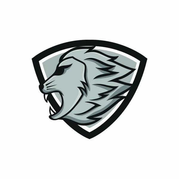 Löwe Maskottchen Kopf Vektor Logo Illustration Emblem Isoliert Tiere Sport — Stockvektor