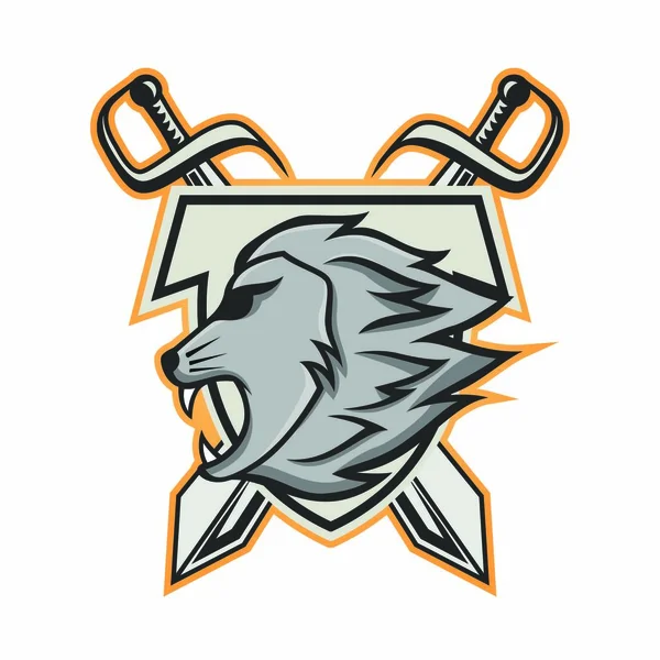 Aslan maskot baş vektör logo illüstrasyon izole amblemi hayvanlar spor