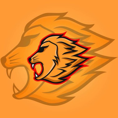 Aslan maskot baş vektör logo illüstrasyon izole amblemi hayvanlar spor 