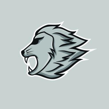 Aslan maskot baş vektör logo illüstrasyon izole amblemi hayvanlar spor 