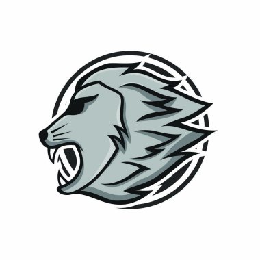 Aslan maskot baş vektör logo illüstrasyon izole amblemi hayvanlar spor 