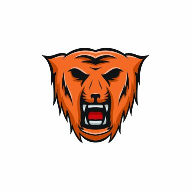 Kaplan maskot vektör logo baş yırtıcı hayvan illüstrasyon amblemi izole işareti spor