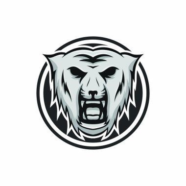 Kaplan maskot vektör logo baş yırtıcı hayvan illüstrasyon amblemi izole işareti spor