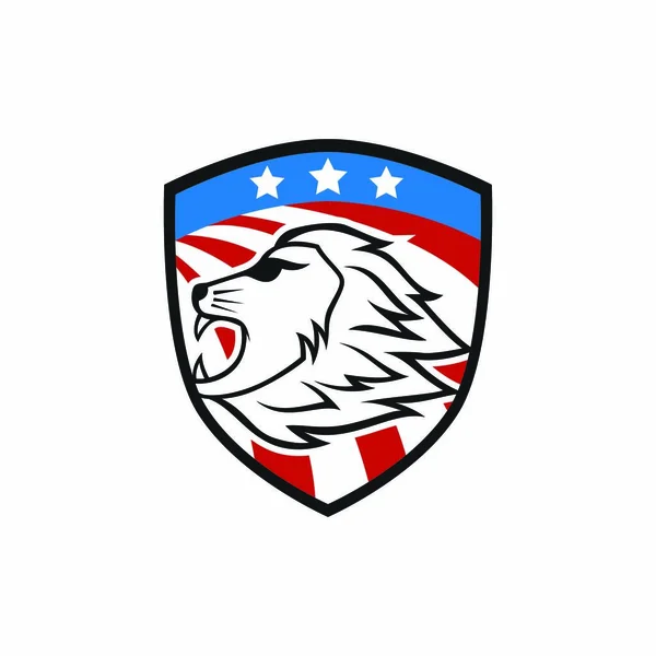 Leão Mascote Cabeça Vetor Logotipo Ilustração Emblema Isolado Animais Esporte — Vetor de Stock