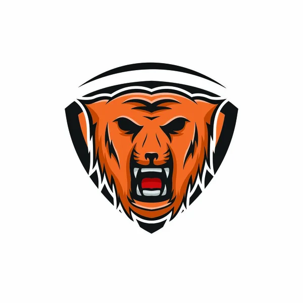 Tiger Mascotte Vettore Logotipo Testa Predatore Illustrazione Emblema Isolato Segno — Vettoriale Stock