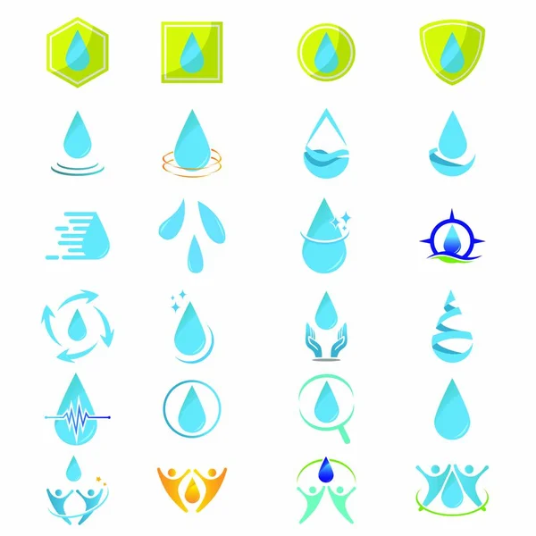 Падіння Води Абстрактна Природа Мінеральний Логотип Векторний Дизайн Ілюстрація Емблема — стоковий вектор