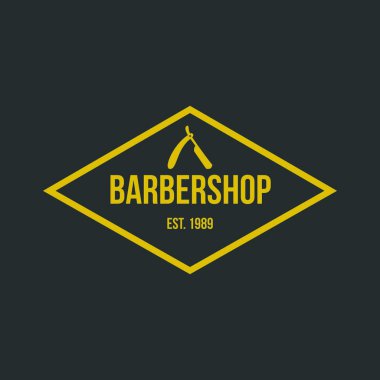 Rozet illüstrasyon ICOS izole amblemi stil kesim dükkanı vintage logo öğe saç berber