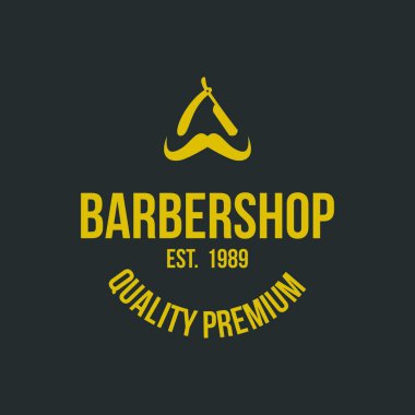 Rozet illüstrasyon ICOS izole amblemi stil kesim dükkanı vintage logo öğe saç berber