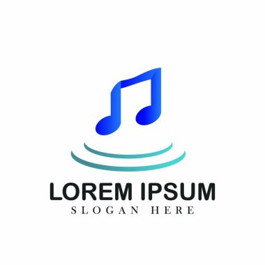 Müzik logo tasarım öğesi basit örnek simgesi Not Ses amblemi