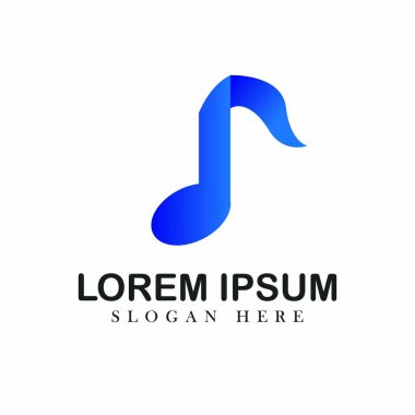 Müzik logo tasarım öğesi basit örnek simgesi Not Ses amblemi