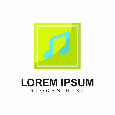 Müzik logo tasarım öğesi basit örnek simgesi Not Ses amblemi