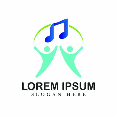 Müzik logo tasarım öğesi basit örnek simgesi Not Ses amblemi