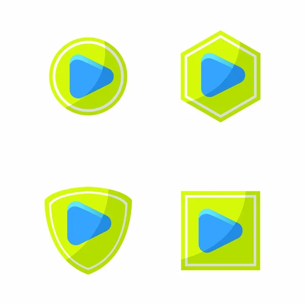 Spielen Logo Design Vektor Illustration Symbol Musik Emblem Isoliert Konzept — Stockvektor
