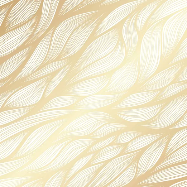 Soyut degrade vektör el çekilmiş yaprak doodle desen altın efektli — Stok Vektör