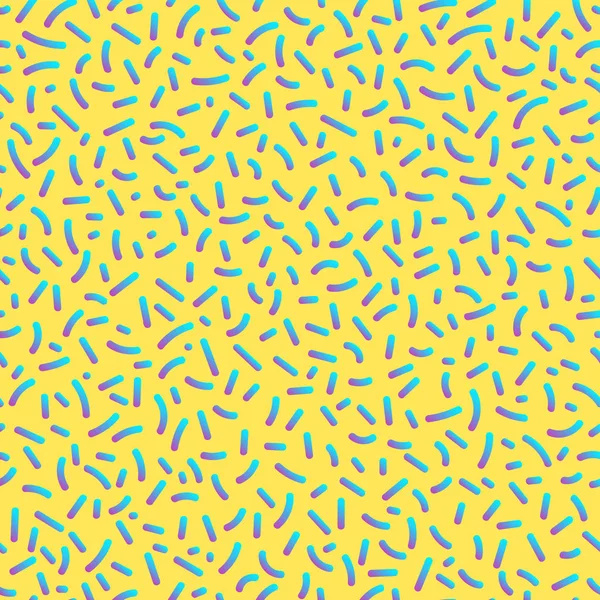 Abstracte moderne popart vector naadloze patroon met kleurovergang formulieren in trendy memphis stijl op gele achtergrond. — Stockvector