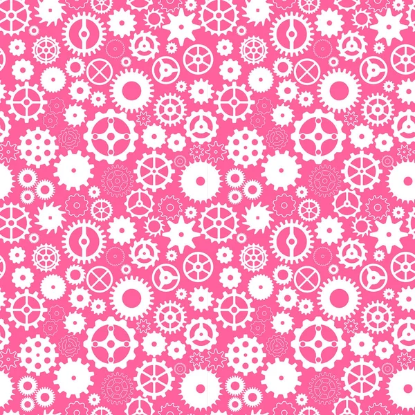 Vektor nahtloses Muster mit Zahnrädern auf rosa Hintergrund — Stockvektor