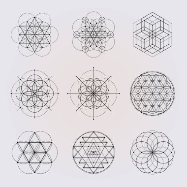 Kutsal geometri vektör tasarım elementleri.