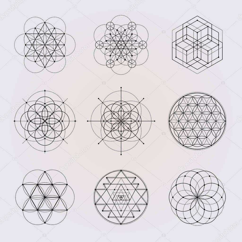 Sacred geometry vector design elements.