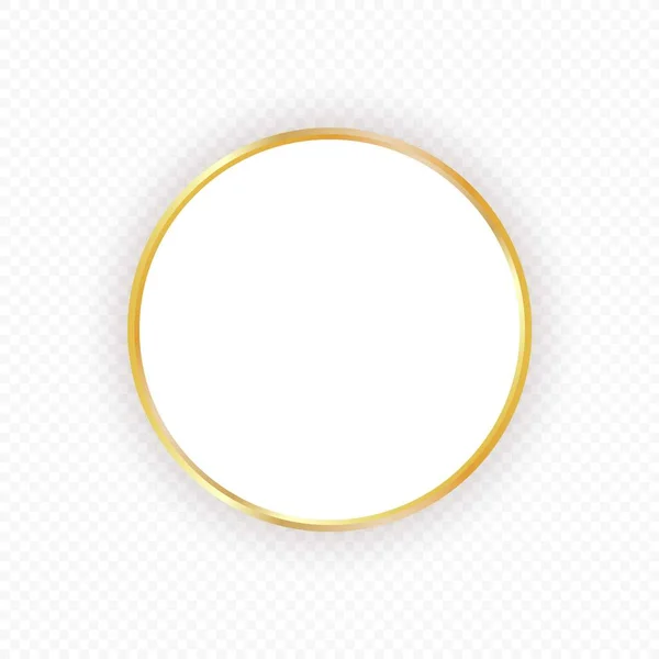 Marco de círculo de oro vectorial con sombra sobre fondo transparente. Plantilla de diseño elegante para invitaciones, tarjetas, información . — Archivo Imágenes Vectoriales