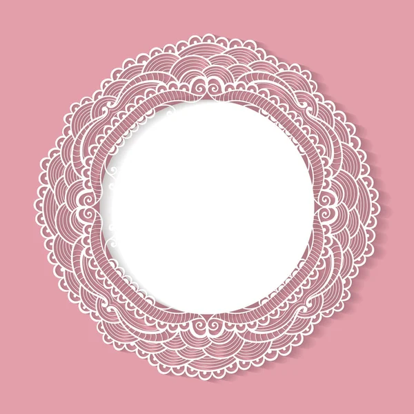 Nieuwe baby geboren kaart. Cirkelframe lace vector. — Stockvector