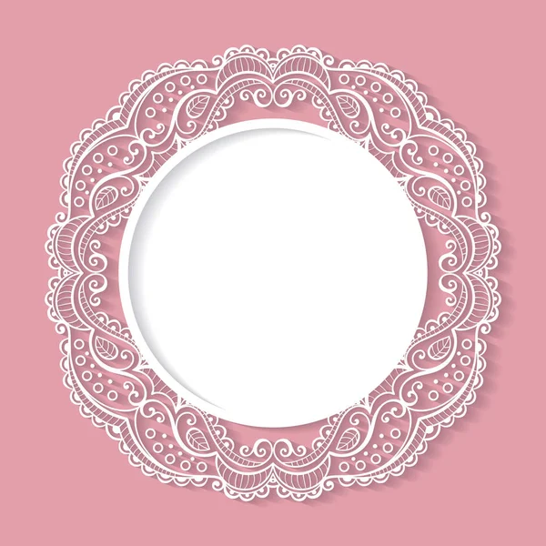 New baby born card. Vector circle lace frame. — Stock Vector