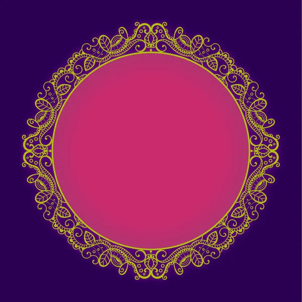 Vector lichte cirkel lace frame whith gloed effect. — Stockvector