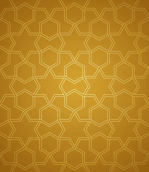 Symmetrical abstract vector background in arabian style made of gold geometric line. — Stock Vector