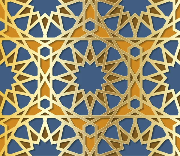影のある幾何学的形状をエンボス加工したアラビア風の対称抽象ベクトル背景. — ストックベクタ