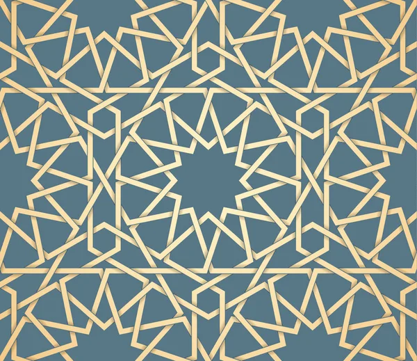 Fundo vetorial abstrato simétrico em estilo árabe feito de formas geométricas em relevo com sombra. — Vetor de Stock