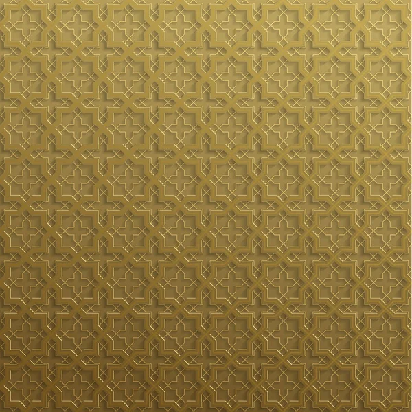 Symetryczne abstrakcyjne tło wektorowe w arabskim stylu wykonane z emboss geometrycznych kształtów z cieniem. — Wektor stockowy