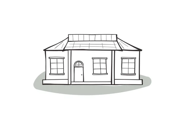 Doodle casa, cartone animato scarabocchio stile vettoriale illustrazione. — Vettoriale Stock