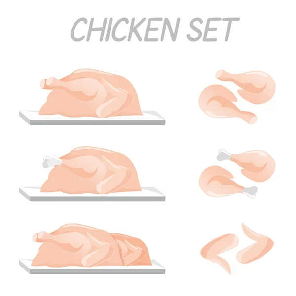 鶏設定図脚翼胸胸肉 — ストックベクタ
