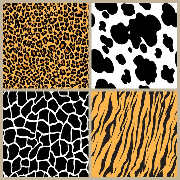 Textur Schwarz Orange Weiß Leopard Tiger Kuh Giraffe Wiederholen Nahtlose — Stockvektor