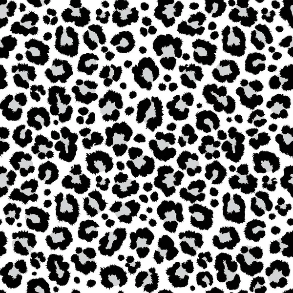 Leopard Pattern Texture Repeating Seamless Monochrome Black White Gray — Stock Vector