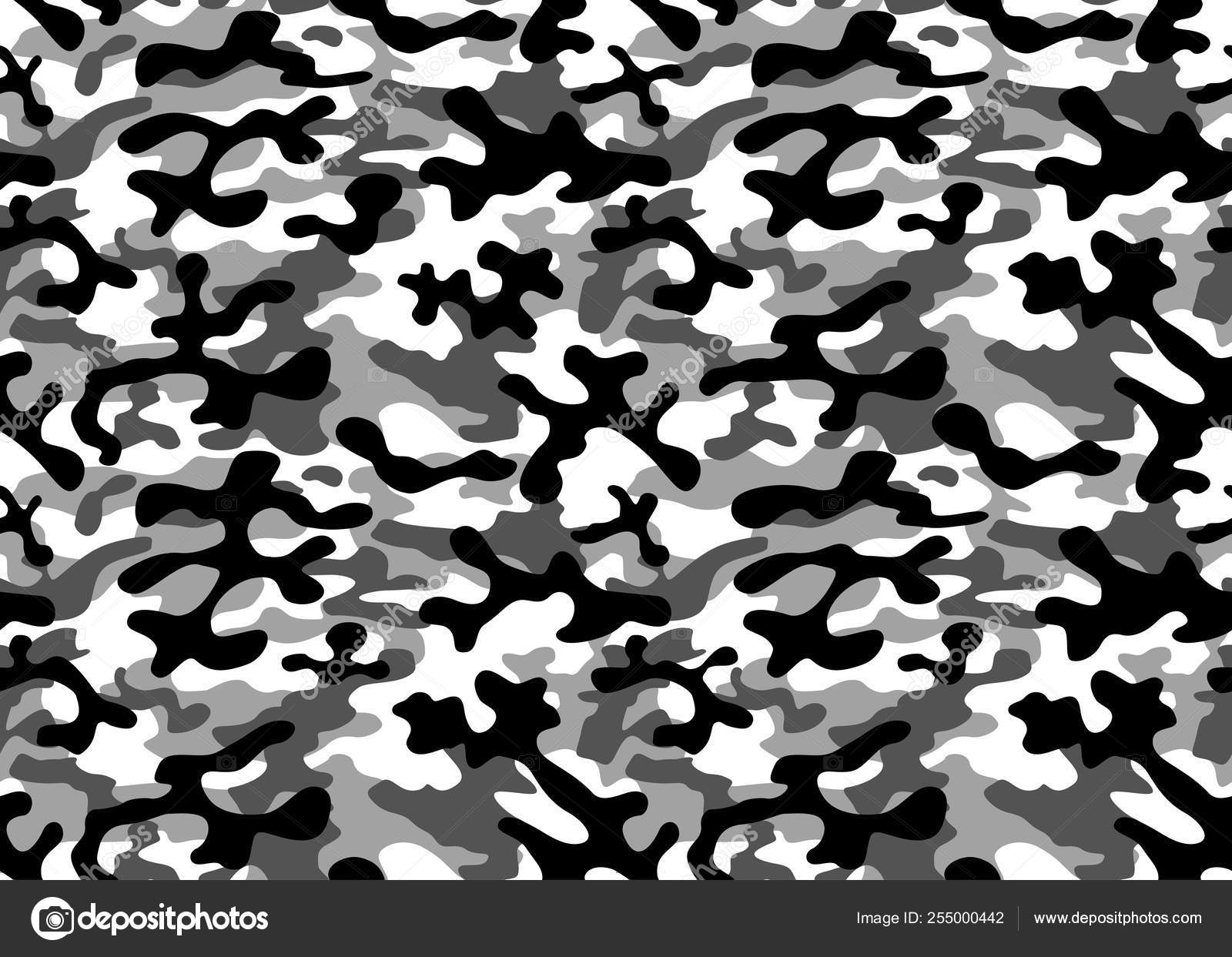 Black White Camouflage Repeats Seamless Masking Camo Classic Clothing Print  Stock Vector by ©kimfoto1986 255000442