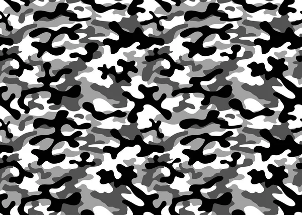 Fekete Fehér Álcázás Ismétli Varrat Nélküli Maszkolás Camo Klasszikus Ruházati — Stock Vector