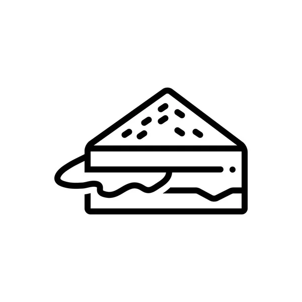 Zwarte Lijn Pictogram Voor Sandwich — Stockvector