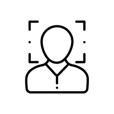 Yüz tanıma için siyah çizgi simgesi