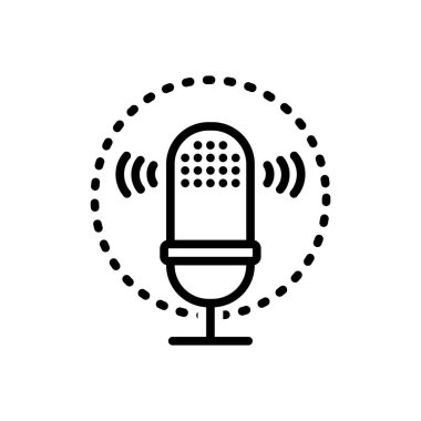 Ses tanıma için siyah çizgi simgesi