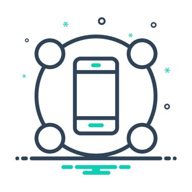 Özellikler mobil için çok renkli satırı simgesi