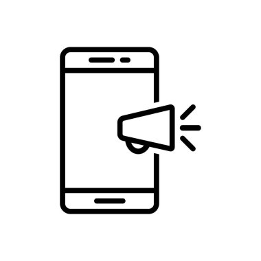Mobil pazarlama siyah çizgi simgesini 