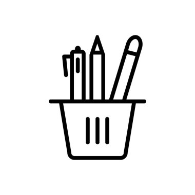 Kalem standı siyah çizgi simgesini