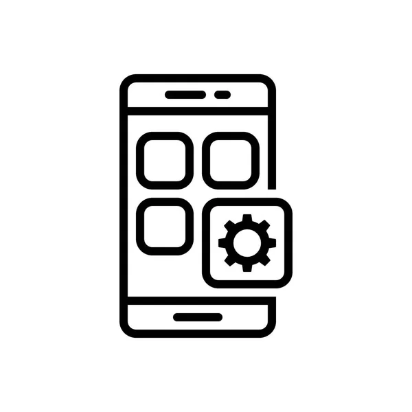 Icono Línea Negra Para Aplicación Mobil — Vector de stock