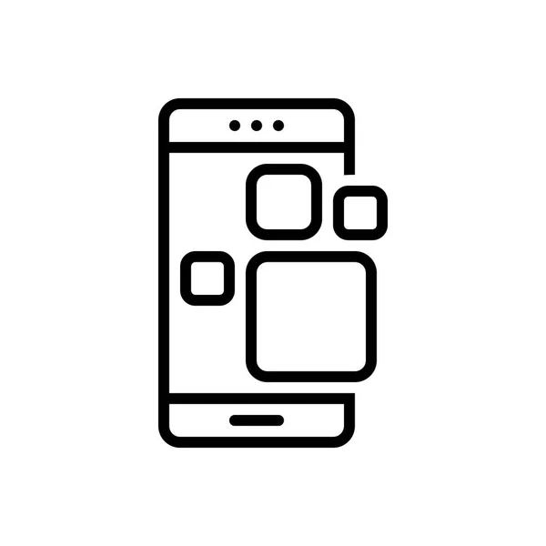 Zwarte Lijn Pictogram Voor App Van Toepassing — Stockvector