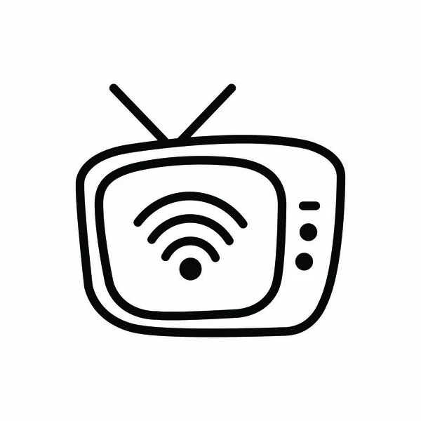 Black Line Icon Für Fernseher — Stockvektor