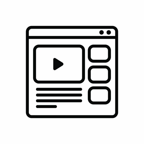 Icône Ligne Noire Pour Youtube — Image vectorielle