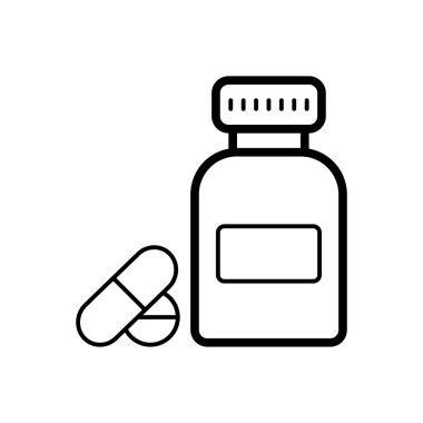 Kapsül şişe siyah çizgi simgesini