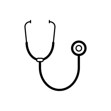 Stetoskop siyah çizgi simgesini