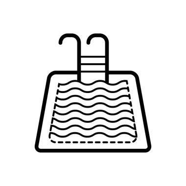 Yüzme Havuzu için siyah çizgi simgesi