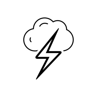 Gök gürültüsü siyah çizgi simgesini